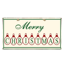 Merry Christmas vintage κρεμ ξύλινο Χριστουγεννιάτικο πινακάκι