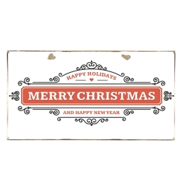 Merry Christmas happy holidays vintage ξύλινο Χριστουγεννιάτικο πινακάκι