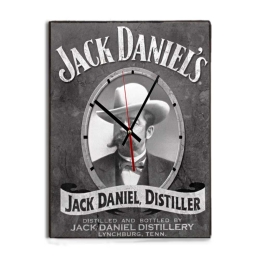 Retro black and white Jack Daniels ξύλινο χειροποίητο ρολόι τοίχου 48x64 εκ