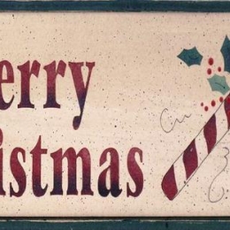 Merry Christmas χειροποίητο Χριστουγεννιάτικο ταμπελάκι με γλειφιτζούρι 26x13 εκ