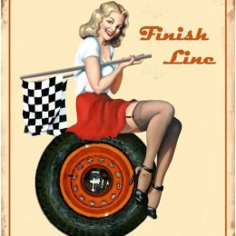Finish line vintage πίνακας χειροποίητος 20x25 εκ