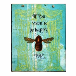 Πίνακας χειροποίητος bee happy 20x25 εκ