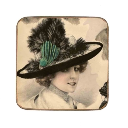 Σουβέρ ξύλινo χειροποίητo lady retro