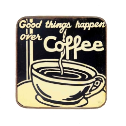 Σουβέρ ξύλινo χειροποίητo good things happen over coffee