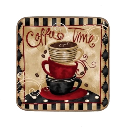 Σουβέρ ξύλινo χειροποίητo coffee time 