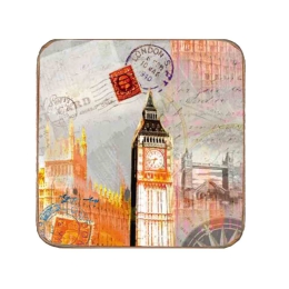 Σουβέρ ξύλινo χειροποίητo London postcard
