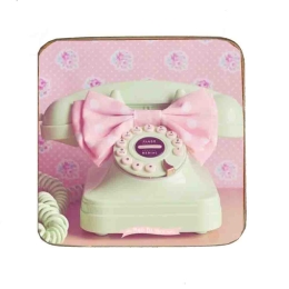 Σουβέρ ξύλινo χειροποίητo retro green phone