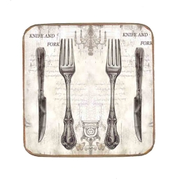 Σουβέρ ξύλινo χειροποίητo knife and fork