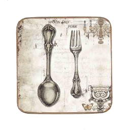 Σουβέρ ξύλινo χειροποίητo spoon and fork
