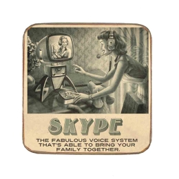 Σουβέρ ξύλινo χειροποίητo retro web Skype