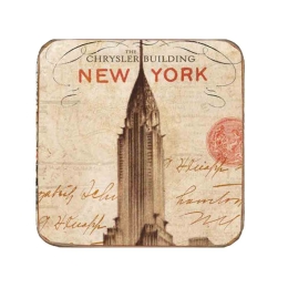 Σουβέρ ξύλινo χειροποίητo New York Chrysler building