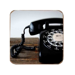 Σουβέρ ξύλινo χειροποίητo old telephone