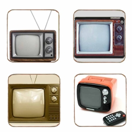 Σουβέρ ξύλινα χειροποίητα tv ρετρό σετ 4 τεμάχια
