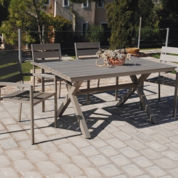 Τραπεζαρία polywood με σκελετό αλουμινίου σετ πέντε τεμαχίων 