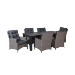 Rattan σετ τραπεζαρίας επτά τεμαχίων με σκελετό αλουμινίου