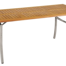 Τραπέζι παραλληλόγραμμο από ξύλο Teak με Inox σκελετό 160x85x75 εκ
