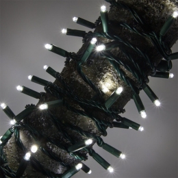 50 Led λαμπάκια μπαταρίας αδιάβροχα με 8 προγράμματα πράσινο καλώδιο και λευκό ψυχρό φως 3,75 μ