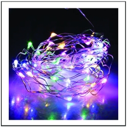 50 Led λαμπάκια μπαταρίας με χάλκινο καλώδιο και πολύχρωμο φως 5μ