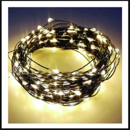 100 Led λαμπάκια IP44 με μαύρο καλώδιο χαλκού και θερμό λευκό φως 10μ