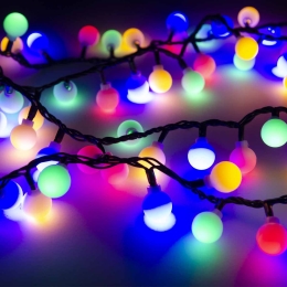 100 Led λαμπάκια caps αδιάβροχα IP44 με επεκτεινόμενο πράσινο καλώδιο και πολύχρωμο φως 5.5μ