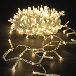 500 Led λαμπάκια IP44 με διάφανο καλώδιο και θερμό λευκό φως 15μ