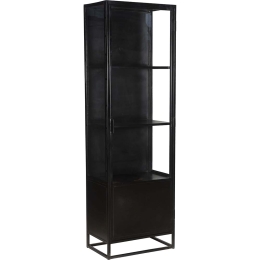 Connery μεταλλική βιτρίνα σε μαύρη απόχρωση 60x40x200 εκ