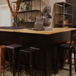 Copenhagen μεταλλικό σκαμπό μπαρ σε μαύρο χρώμα 36x36x77 εκ