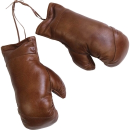Balboa Vintage δερμάτινα διακοσμητικά γάντια του μποξ με επένδυση σε καφέ απόχρωση 17x9x28 εκ