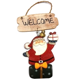 Χριστουγεννιάτικο στολίδι ξύλινο Welcome Santa 17 εκ