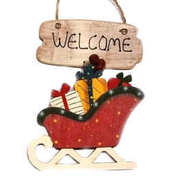 Χριστουγεννιάτικο στολίδι ξύλινο Welcome έλκηθρο 17 εκ