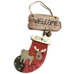Χριστουγεννιάτικο ξύλινο στολίδι Welcome 17 εκ
