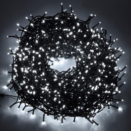 900 LED λαμπάκια με 8 προγράμματα σε πράσινο καλώδιο IP44 και ψυχρό λευκό φως 45μ