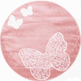 Χαλί Kiddie Farfalla 120-A170AX6 Round Pink-Grey Ezzo 120X120cm Round