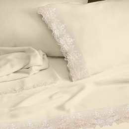 Makis Tselios Home Σετ Σεντόνια Υπέρδιπλα 240x260 Lace Εκρού