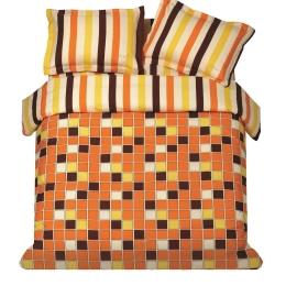 Makis Tselios Home Σετ Παπλωματοθήκη Υπέρδιπλη 220x240 Squares Orange