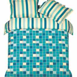 Makis Tselios Home Σετ Παπλωματοθήκη Υπέρδιπλη 220x240 Squares Blue