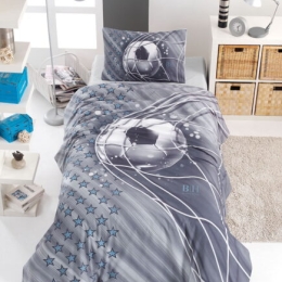 Σετ σεντόνια μονά Soccer Art 6117  165x240 Γκρι   Beauty Home