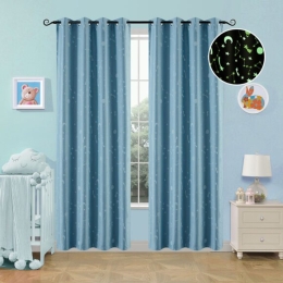 Beauty Home Κουρτίνα φωσφορίζουσα με 8 κρίκους Art 6140 140x260 Σιέλ
