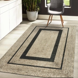Χαλί Jute Art 9130 160x230 Μπεζ,Μαύρο   Beauty Home