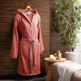 Beauty Home Μπουρνούζι με κουκούλα Art 3421 Κοραλί S