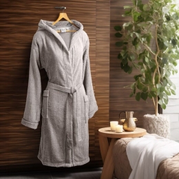 Beauty Home Μπουρνούζι με κουκούλα Art 3423 Γκρι XL