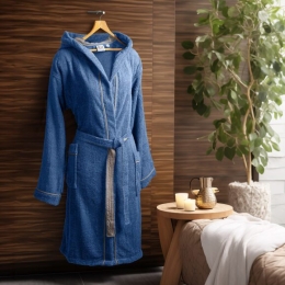 Μπουρνούζι με κουκούλα Art 3426 Μπλέ 3XL      Beauty Home