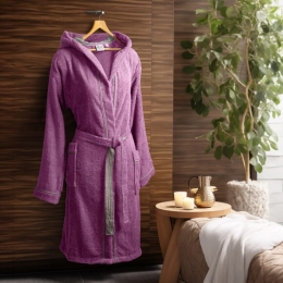 Beauty Home Μπουρνούζι με κουκούλα Art 3429 Μωβ S