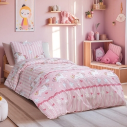 Beauty Home Σετ σεντόνια μονά με λάστιχο Lore Art 6237 105x200+30 Ροζ
