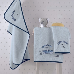 Makis Tselios Home Βρεφική Κάπα-Μπουρνούζι με Κουκούλα Cute
