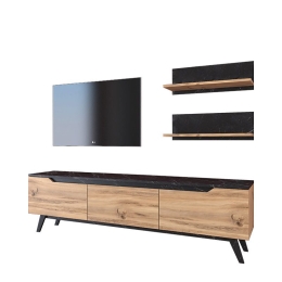 Σύνθετο σαλονιού Kasia pakoworld oak-ανθρακί 180x35x48,5εκ