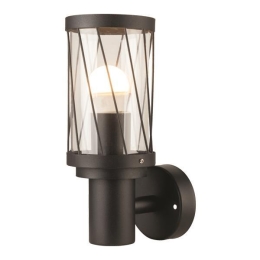 ΑΠΛΙΚΑ ΤΟΙΧΟΥ ΜΕ ΠΛΕΓΜΑ ΜΕΤΑΛΛΙΚΗ E27 136x95x240 IP44 ΜΑΥΡΗ EUROLAMP 145-20603