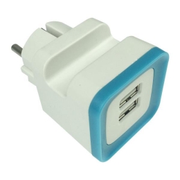 ΑΝΤΑΠΤΟΡΑΣ ΑΠΟ ΣΟΥΚΟ ΣΕ 2 USB 5V DC 2,4A ΜΠΛΕ - EUROLAMP