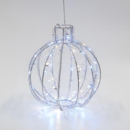 ΑΣΗΜΙ ΜΕΤΑΛΛΙΚΗ ΜΠΑΛΑ 20 ΘΕΡΜΑ ΚΑΙ 20 ΨΥΧΡΑ LED 20x22cm IP44 600-45720 | MAGIC CHRISTMAS