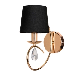Φωτιστικό Τοίχου Textile & Crystal TNK81490CG1W Black Μέταλλο,Ύφασμα